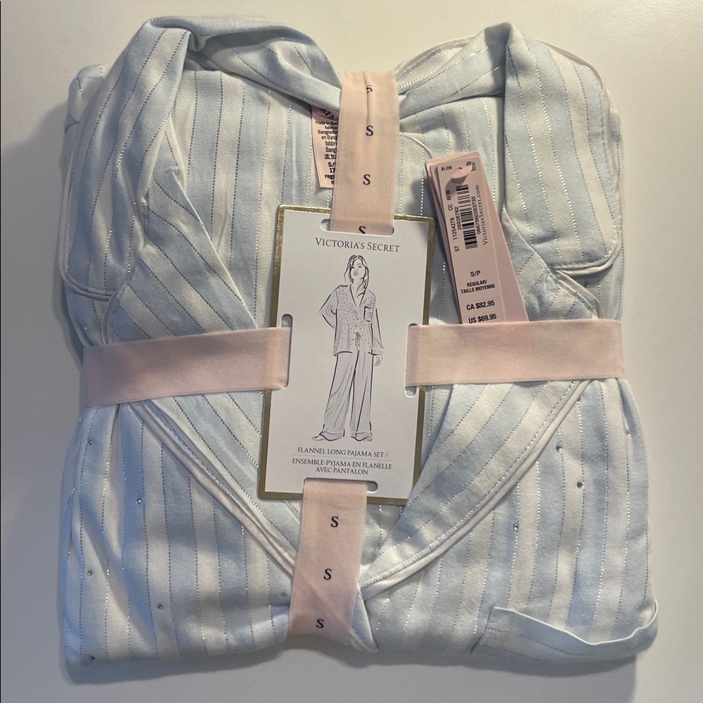 New with Tag- Victoria's Secret Light Blue and White Pajama Set